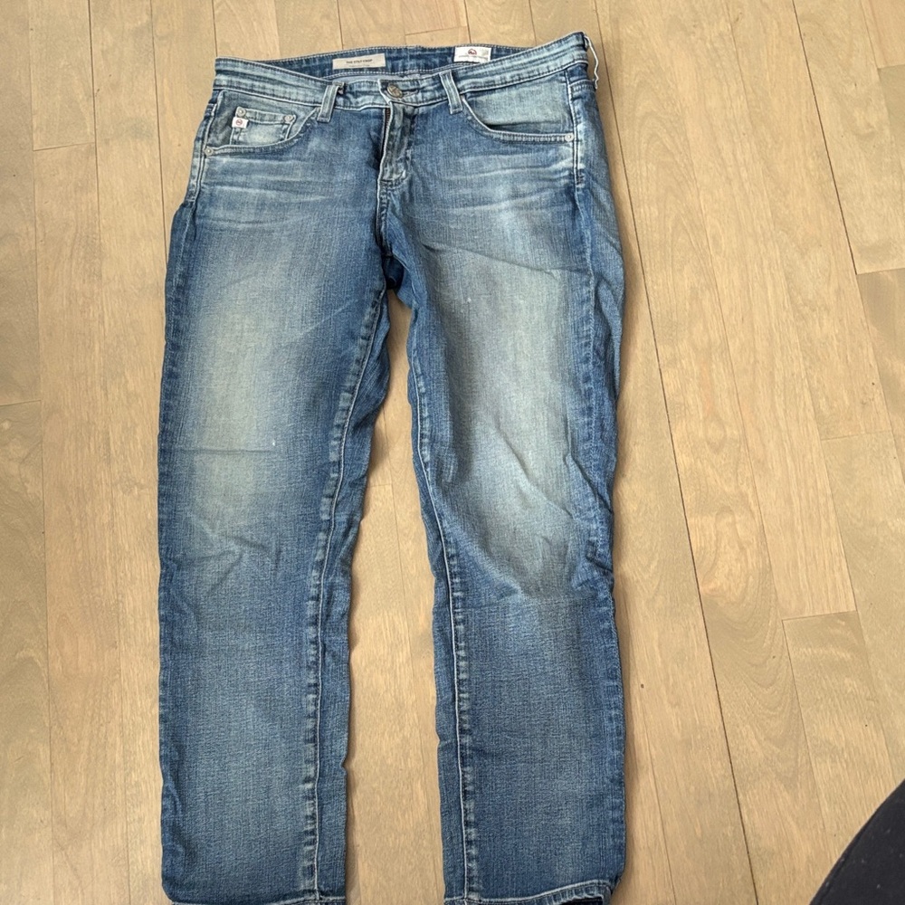 AG Adriano Goldschmied Women's Faded Blue Straight Leg Jeans